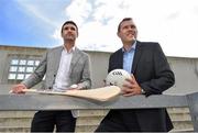 15 July 2014: Dublin great Ciaran Whelan, right, and Waterford star Tony Browne with Tanya Townsend, Sponsoship Manager at Bord Gáis Energy and Mark Dorman, Director GAA Museum, were at Croke Park to officially launch the 2014 Bord Gáis Energy Legends Tours. A high profile line-up of stars have been confirmed as hosts of the tours including Brendan Cummins, Brian Corcoran and Maurice Fitzgerald. Next Saturday, 19th July, Kildare’s Johnny Doyle hosts a tour at 2pm. For booking and information about the GAA legends for this summer’s tours visit www.Crokepark.ie. Croke Park, Dublin. Picture credit: Barry Cregg / SPORTSFILE