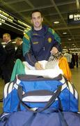 15 August 2006; Paul Brady, Cavan, winner of the Men's Open Singles, member of the Irish handball team, on the team's arrival home from the 2006 World Handball Championships, which took place in Edmonton, Canada. Dublin Airport, Dublin. Picture credit: Brian Lawless / SPORTSFILE