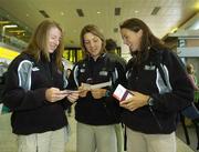 16 August 2006; Irish rowers, from left, Niamh Ni Cheilleachair, Sinead Jennings and Caroline Ryan at Dublin Airport ahead of the Irish Rowing team's departure to the World Rowing Championships to be held from the 20th to the 27th August in London, England. Dublin Airport, Dublin. Picture credit: Brendan Moran / SPORTSFILE