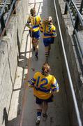 20 August 2006; The Clare ladies team run onto the pitch. TG4 Ladies Junior Football Championship Quarter-Final, Clare v Fermanagh, Pairc Ciaran, Athlone, Co. Westmeath. Picture credit: Damien Eagers / SPORTSFILE
