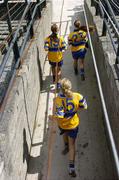 20 August 2006; The Clare ladies players run onto the pitch. TG4 Ladies Junior Football Championship Quarter-Final, Clare v Fermanagh, Pairc Ciaran, Athlone, Co. Westmeath. Picture credit: Damien Eagers / SPORTSFILE