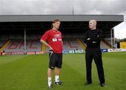 23 August 2006; IK Start manager Stig Inge Bjornebye with Drogheda United manager Paul Doolin after a press conference ahead of their UEFA Cup 2nd qualifying round, 2nd leg, game tomorrow night. Dalymount Park, Dublin. Picture credit; Brian Lawless / SPORTSFILE