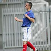 19 August 2006; Jim Erwin, Linfield, celebrates after scoring his sides fourth goal. CIS Insurance Cup, Linfield v Lisburn Distillery, Windsor Park, Belfast, Co. Antrim. Picture credit: Oliver McVeigh / SPORTSFILE