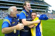 27 August 2006; Roscommon manager Fergal O'Donnell with team sponsor Des White, left and player Stephen Ormsby celebrates victory. ESB All-Ireland Minor Football Championship Semi-Final, Roscommon v Meath, Croke Park, Dublin. Picture credit; Damien Eagers / SPORTSFILE