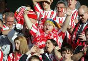24 August 2006; Derry City supporters cheer on their team. UEFA Cup, Second Qualifying Round, Second Leg, Derry City v Gretna, Brandywell, Derry. Picture credit: Oliver McVeigh / SPORTSFILE