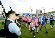 24 August 2006; Derry City captain Eddie McCallion leads his team out against Gretna. UEFA Cup, Second Qualifying Round, Second Leg, Derry City v Gretna, Brandywell, Derry. Picture credit: Oliver McVeigh / SPORTSFILE