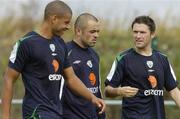 31 August 2006; Republic of Ireland captain Robbie Keane with team-mates Steven Reid, left, and Stephen Carr at the end of squad training. Malahide FC, Malahide, Dublin. Picture credit: David Maher / SPORTSFILE
