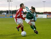 1 September 2006; Andrei Francesco Georgescu, Bray Wanderers, in action against Bobby Ryan, Shelbourne. eircom League, Premier Division, Bray Wanderers v Shelbourne, Carlisle Grounds, Bray, Co. Wicklow. Picture credit: Damien Eagers / SPORTSFILE