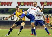 24 July 2014; David McMillan, Dundalk FC, in action against Goran Milovic, Hajduk Split. UEFA Champions League, Second Qualifying Round, Second Leg, Hajduk Split v Dundalk FC, Poljud Stadium, Split, Croatia. Picture credit: Tino Juric / SPORTSFILE