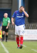 9 September 2006; Paul McAreavey, Linfield, heads for the dressing room after being sent off by referee Brian Turkington. CIS Insurance Cup (Group C), Linfield v Larne, Windsor Park, Belfast. Picture credit: Oliver McVeigh / SPORTSFILE