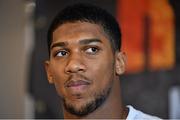 30 July 2014; Boxer Anthony Joshua MBE during a press conference ahead of his upcoming bout against Yaroslav Zavorotnyi on Saturday the 30th of August. Croke Park, Dublin. Picture credit: Ramsey Cardy / SPORTSFILE