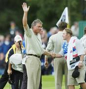 22 September 2006; Darren Clarke, Team Europe 2006, reacts to the crowd's applause after defeating Mickelson / DiMarco during Friday morning's four-ball matches. 36th Ryder Cup Matches, K Club, Straffan, Co. Kildare, Ireland. Picture credit: Brendan Moran / SPORTSFILE