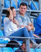 5 August 2014; Ireland and Racing Metro out-half Jonathan Sexton with his wife Laura and son Luca at the game. 2014 Women's Rugby World Cup Fina, Pool B, Ireland v New Zealand, Marcoussis, Paris, France. Picture credit: Aurélien Meunier / SPORTSFILE