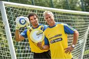 6 August 2014; David Ginola, right, and David James were in Dublin today to launch Setanta Sports coverage of the forthcoming Barclays Premier League season. Ginola and James are pundits for BT Sport which is available to viewers in the Republic of Ireland through the Setanta Sports pack. In total, Setanta Sports customers can look forward to 71 live Barclays Premier League games for the 2014/’15 season with new subscribers able to sign up for just €1 at www.setanta.com. Irishtown Stadium, Ringsend, Dublin. Picture credit: Brendan Moran / SPORTSFILE