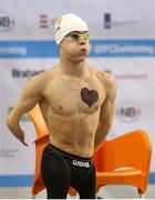 8 August 2014; Ireland's James Scully, from Ratoath, Co. Meath, ahead of his heat of the Men's 200m Freestyle S5. James went on to finish third and qualify for the final, with a time of 2:54.07. 2014 IPC Swimming European Championships, Eindhoven, Netherlands. Picture credit: Jeroen Putmans / SPORTSFILE