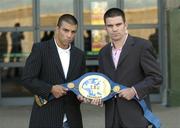 4 October 2006; Esham Pickering, left, and Bernard Dunne after a press conference ahead of their bout for the European Super Bantamweight title at the Point Depot, Dublin. Picture credit: Damien Eagers / SPORTSFILE