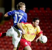 4 October 2006; Peter Thompson, Linfield, in action against Johnny Montgomery, Dungannon Swifts. CIS Insurance Cup Quarter-Final, Linfield v Dungannon Swifts, Windsor Park, Belfast. Picture credit: Oliver McVeigh / SPORTSFILE