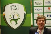 5 October 2006; FAI Chief Executive John Delaney during a media briefing about the merger of the Football Assoication of Ireland and the eircom League. St Raphael Hotel, Limassol, Cyprus. Picture credit: David Maher / SPORTSFILE