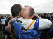 8 October 2006; Pascal Canavan embraces the Errigal Ciaran manager Malachy O'Rourke after the game. WJ Dolan Tyrone Senior Football Championship Final Replay, Errigal Ciaran v Carrickmore, Healy Park, Omagh, Co Tyrone. Picture credit: Oliver McVeigh / SPORTSFILE