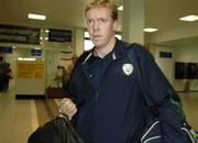 8 October 2006; The Republic of Ireland manager Steve Staunton arriving at Larnaca airport before departing for Dublin. Larnaca airport, Cyprus. Picture credit: Brian Lawless / SPORTSFILE