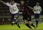 10 October 2006; Gary O'Neill, Shelbourne, in action against David Byrne, Longford Town. eircom League Premier Division, Longford Town v Shelbourne, Flancare Park, Longford. Picture credit: Brian Lawless / SPORTSFILE