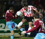 10 October 2006; Peter Hutton, Derry City, in action against Graham Gartland, Drogheda United. eircom League Premier Division, Derry City v Drogheda United, Brandywell, Derry. Picture credit: Oliver McVeigh / SPORTSFILE