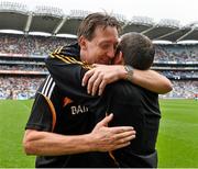 10 August 2014; Kilkenny manager, Pat Hoban, left, celebrates with backroom staff member, James Meagher, at the end of the game. Electric Ireland GAA Hurling All-Ireland Minor Championship, Semi-Final, Kilkenny v Waterford, Croke Park, Dublin. Picture credit: David Maher / SPORTSFILE