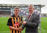 10 August 2014; John Redmond from Electric Ireland, proud sponsor of the GAA All-Ireland Minor Championships, presents Alan Murphy from Kilkenny with the player of the match award for his outstanding performance in the game. Electric Ireland GAA Hurling All-Ireland Minor Championship, Semi-Final, Kilkenny v Waterford, Croke Park, Dublin. Picture credit: Ray McManus / SPORTSFILE