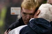 11 October 2006; Steve Staunton, Republic of Ireland manager, with Mick Byrne, team physio. Euro 2008 Championship Qualifier, Republic of Ireland v Czech Republic, Lansdowne Road, Dublin. Picture credit: David Maher / SPORTSFILE
