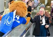 14 August 2014; Leinster mascot Leo the Lion brought the PRO12 and British & Irish Cup trophies with him as he visited Life Style Sports in the Square Shopping Centre, Tallaght, ahead of Leinster’s Bank of Ireland pre-season friendly against Ulster in Tallaght Stadium on 30 August. Supporters that attended the event in the Square Shopping Centre also had the opportunity to win tickets to the match, as well as three lucky supporters winning Leinster’s new Canterbury European jersey, which is on sale now in Life Style Sports stores and online. Pictured is Leo The Lion meeting supporters. Life Style Sports, Square Shopping Centre, Tallaght, Dublin. Picture credit: Ramsey Cardy / SPORTSFILE