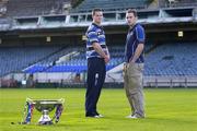 26 October 2006; Jonathan Sexton, left, St. Mary's College, and Niall Ronan, Lansdowne Rugby Club, at a photocall to announce the results of the AIB Senior Cup and AIB Junior Cup draws. The AIB Cup and AIB Junior Cup are the leading All-Ireland club knockout competitions in Irish Rugby. They consist of representatives from each of the four provinces – Connacht, Leinster, Munster and Ulster. Guinness East Stand, Lansdowne Road, Dublin. Picture credit: Matt Browne / SPORTSFILE