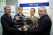 26 October 2006; Peter Boyle, from left, President of the IRFU, Jonathan Sexton, St. Mary's College, Maurice Crowley, General Manager of AIB, and John Pyne, St. Mary's College, at a press conference to announce the results of the AIB Cup and AIB Junior Cup draws. The AIB Cup and AIB Junior Cup are the leading All-Ireland club knockout competitions in Irish Rugby. They consist of representatives from each of the four provinces – Connacht, Leinster, Munster and Ulster. Guinness East Stand, Lansdowne Road, Dublin. Picture credit: Matt Browne / SPORTSFILE