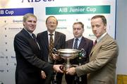 26 October 2006; From left, Peter Boyle President of the IRFU, Padraic McGann, Moniveal Rugby Club, with Paul Gibbons, Connacht Branch, and  Maurice Crowley, General Manager of AIB, at a press conference to announce the results of the AIB Cup and AIB Junior Cup draws. The AIB Cup and AIB Junior Cup are the leading All-Ireland club knockout competitions in Irish Rugby. They consist of representatives from each of the four provinces – Connacht, Leinster, Munster and Ulster. Guinness East Stand, Lansdowne Road, Dublin. Picture credit: Matt Browne / SPORTSFILE