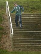 7 November 2006; Brian O'Driscoll makes his way down steps to Ireland rugby squad training. St. Gerard's School, Bray, Co. Wicklow. Picture credit: Brendan Moran / SPORTSFILE