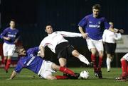 7 November 2006; Linfield players William Murphy, left, and Stephen Douglas in action against Gary Hamilton, Glentoran. CIS Insurance Cup Semi-Final, Linfield v Glentoran, Windsor Park, Belfast. Picture credit: Russell Pritchard / SPORTSFILE
