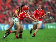 12 September 1999; Sean McGrath, Cork, in action against Willioe O'Connor, Kilkenny, All Ireland Senior Hurling   Championship Final, Croke Park, Dublin. Picture credit; Ray McManus/SPORTSFILE