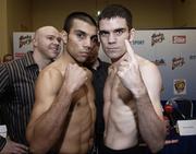 10 November 2006; Bernard Dunne and Esham Pickering during a press conference and weigh-in ahead their bout tommorrow night. Burlington Hotel, Dublin. Picture credit: Brian Lawless / SPORTSFILE