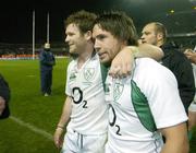 11 November 2006; Gordon D'Arcy, left, and Isaac Boss, Ireland, after the final whistle. Autumn Internationals, Ireland v South Africa, Lansdowne Road, Dublin. Picture credit: Matt Browne / SPORTSFILE