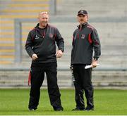 21 August 2014; Ulster head coach Les Kiss, right, and assistant coach Neil Doak during squad training ahead of their pre-season game against Exeter Chiefs on Friday. Ulster Rugby Squad Training, Kingspan Stadium, Ravenhill Park, Belfast, Co. Antrim. Picture credit: Oliver McVeigh / SPORTSFILE