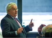 22 August 2014; Dr Michael Crowley, Epidemiologist at UCC, speaking at  Dr. Paddy Crowley's Thesis Presentation on his 25 year research and development programme on ‘The Prevention of Hurling and Camogie Related Head Injuries'. Croke Park, Dublin. Picture credit: Piaras O Midheach / SPORTSFILE