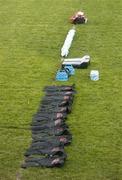 7 November 2006; Some of the training gear lined up and ready for the players before Ireland rugby squad training. St. Gerard's School, Bray, Co. Wicklow. Picture credit: Brendan Moran / SPORTSFILE