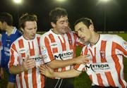 13 November 2006; Derry City's Mark Farren, right, celebrate his goal with his team-mates Peter Hutton and Barry Molloy. eircom League Premier Division, Waterford United v Derry City, RSC, Waterford. Picture credit: Matt Browne / SPORTSFILE