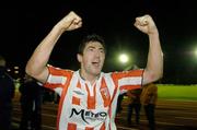 13 November 2006; Peter Hutton, Derry City, celebrates after the final whistle. eircom League Premier Division, Waterford United v Derry City, RSC, Waterford. Picture credit: Matt Browne / SPORTSFILE