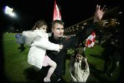 17 November 2006; Derry City manager Stephen Kenny, with his two daughters Niamh, right, and Caoimhe in his arms. eircom League Premier Division, Derry City v Cork City, Brandywell, Derry. Picture credit: Russell Pritchard / SPORTSFILE