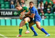 23 August 2014; Leinster's Adam Byrne attempts to force George North, Northampton Saints, out of play . Pre-Season Friendly, Northampton Saints v Leinster, Franklins Gardens, Northampton, England. Picture credit: Ramsey Cardy / SPORTSFILE