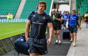 23 August 2014;  Leinster's Brendan Macken arrives before the match. Pre-Season Friendly, Northampton Saints v Leinster, Franklins Gardens, Northampton, England. Picture credit: Ramsey Cardy / SPORTSFILE