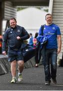 23 August 2014; Leinster head coach Matt O'Connor, left, and team manager Guy Easterby arrive before the match. Pre-Season Friendly, Northampton Saints v Leinster, Franklins Gardens, Northampton, England. Picture credit: Ramsey Cardy / SPORTSFILE