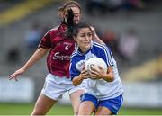 23 August 2014; Therese McNally-Scott, Monaghan, in action against Emer Flaherty, Galway. TG4 All-Ireland Ladies Football Senior Championship, Quarter-Final, Galway v Monaghan, St Brendan's Park, Birr, Co. Offaly. Picture credit: Brendan Moran / SPORTSFILE