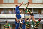 23 August 2014; Tom Denton, Leinster, in action against Tom Wood, Northampton Saints. Pre-Season Friendly, Northampton Saints v Leinster, Franklins Gardens, Northampton, England. Picture credit: Ramsey Cardy / SPORTSFILE