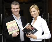 14 November 2006; Sarah McGovern, from Stepaside, Dublin, with Alan English at a press conference to announce the shortlist for the inaugural William Hill Irish Sports Book of the Year award. Biographies of Sean Boylan, Paul McGrath and jockey Timmy Murphy, Tom Humphries' look back on the great Dublin and Kerry Gaelic football rivalry, Alan English's review of Munster's road to Heineken Cup glory, and Paddy Agnew's Forza Italia make up the final six. The winner will be announced in Dublin on Monday the 20th November 2006. Easons, Dawson Street, Dublin. Picture credit: Ray McManus / SPORTSFILE